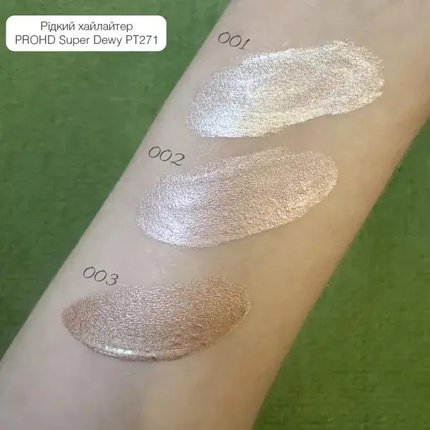 Topface prohd super dewy liquid highlighter001 SWATCHES.webp