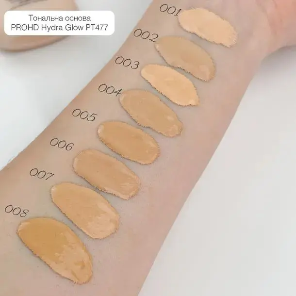TOPFACE PROHD Hydra Glow Easy Drop Foundation swatches.webp