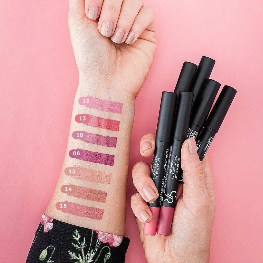 Golden Rose Matte Lip Stick Crayon swatch.webp