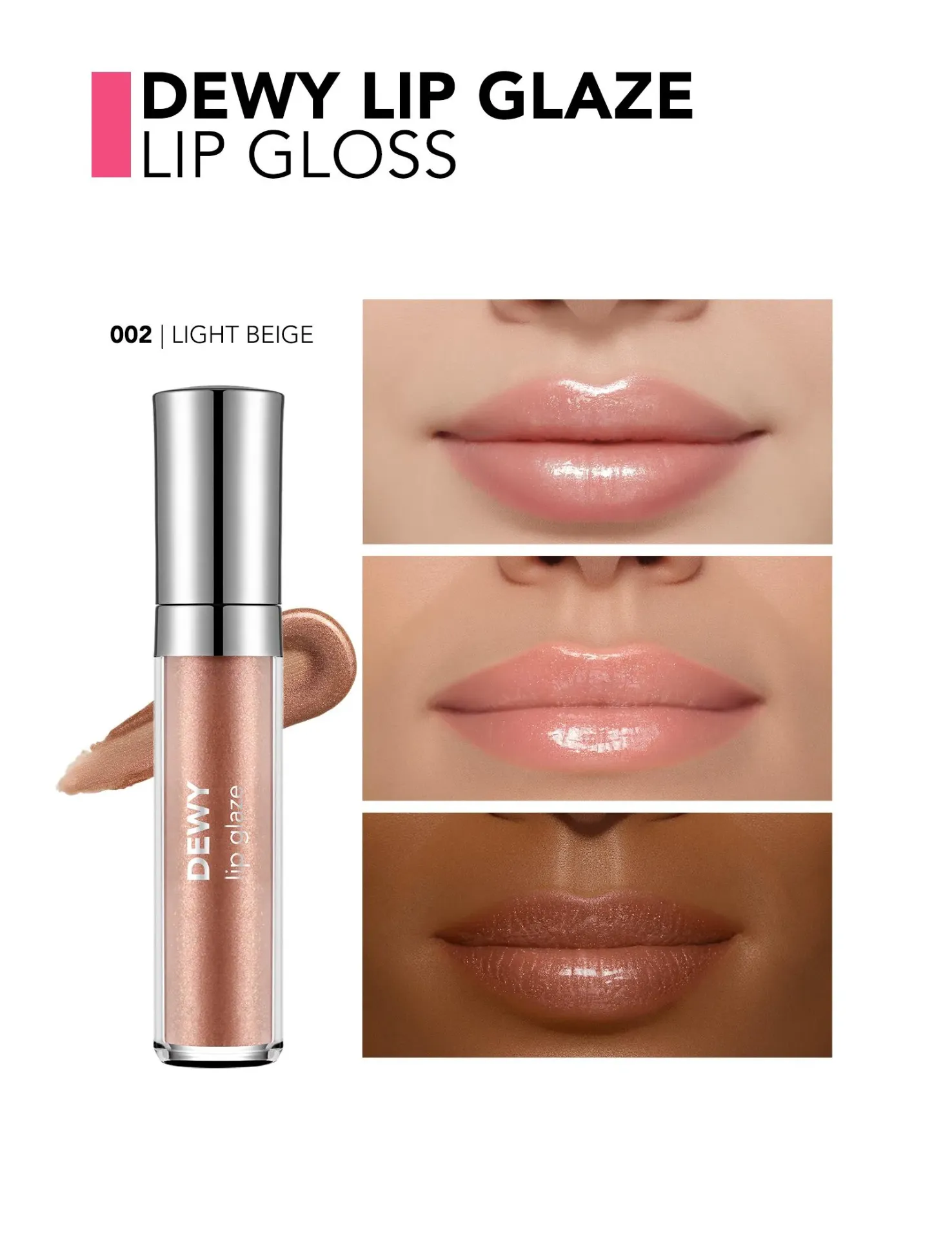[8682536068031] Flormar DEWY LP GLZ LGS NEW (002 LIGHT BEIGE)
