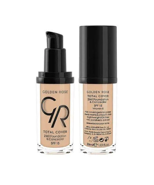 [8691190963644] Golden Rose Total Cover Foundation & Concealer (N.4 beige)